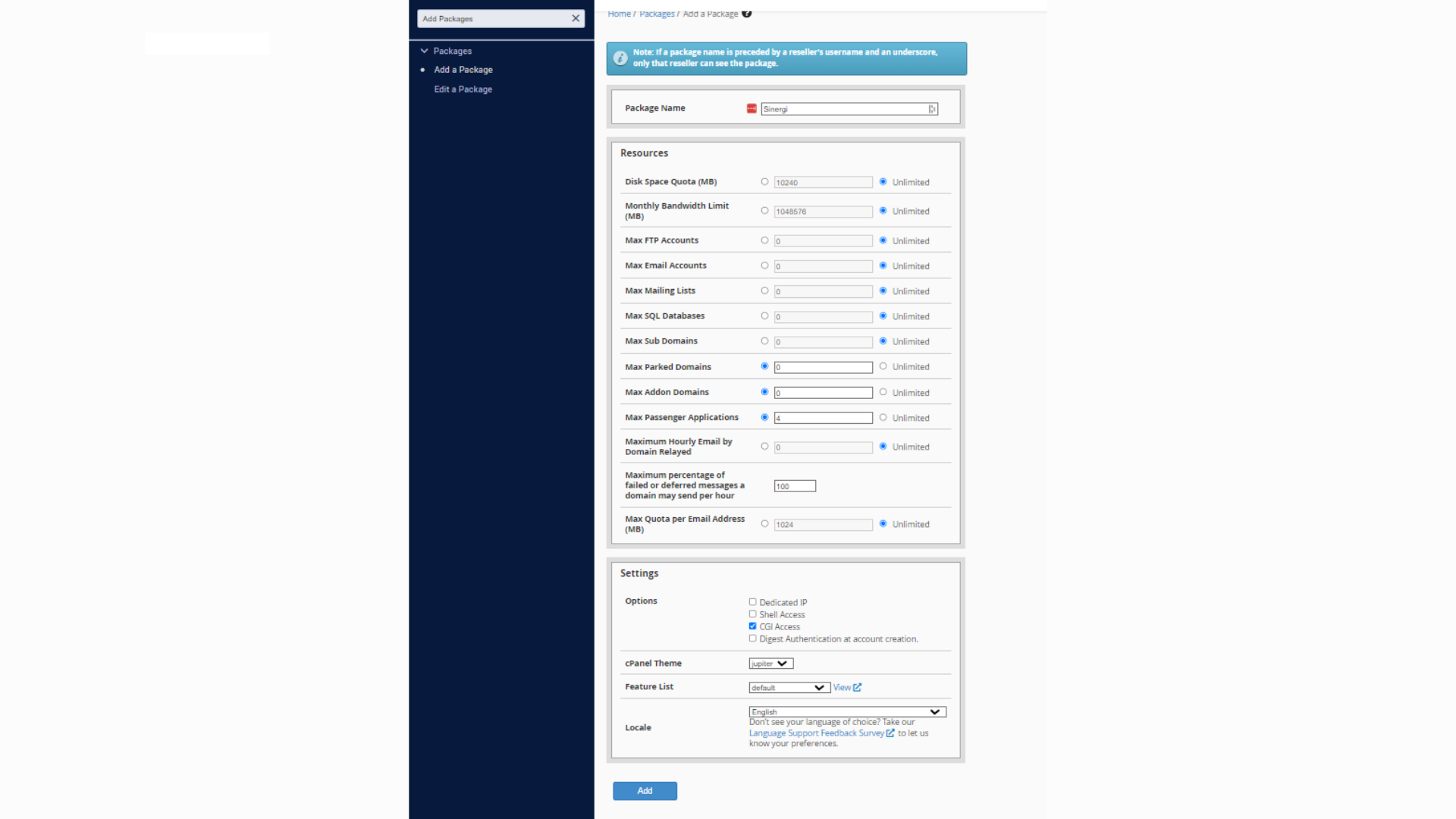 cara membuat cpanel di whm - mengatur form