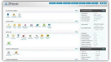 tampilan control panel zpanel