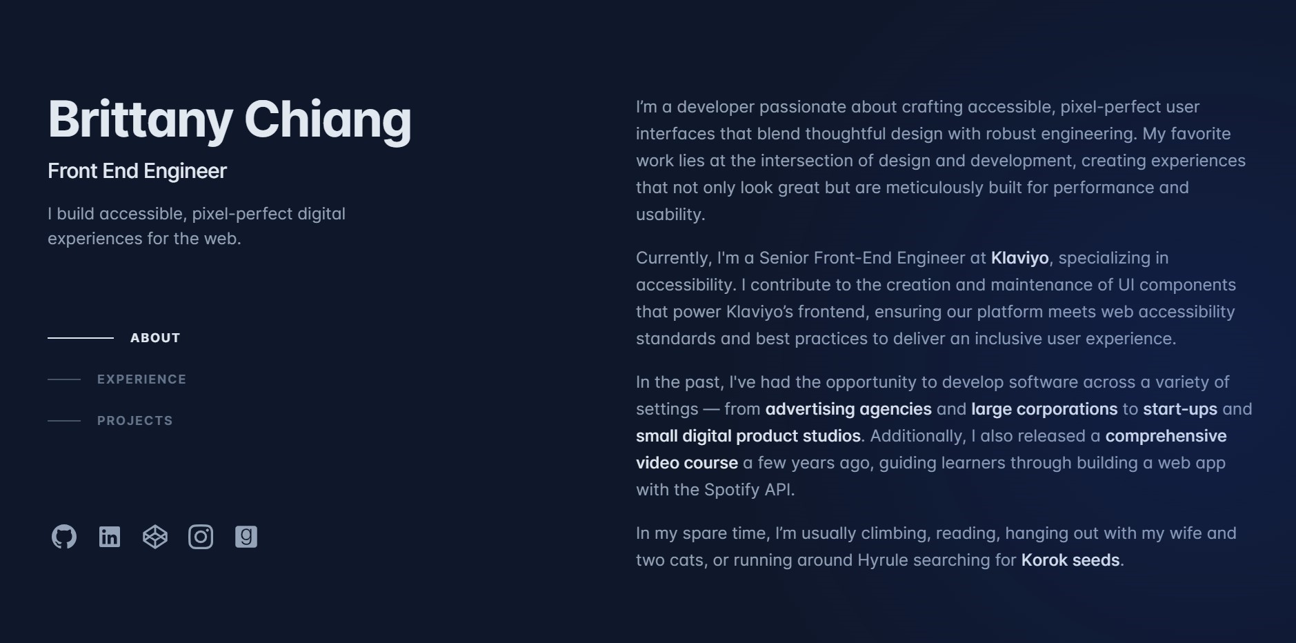 contoh portofolio website - brittany chiang