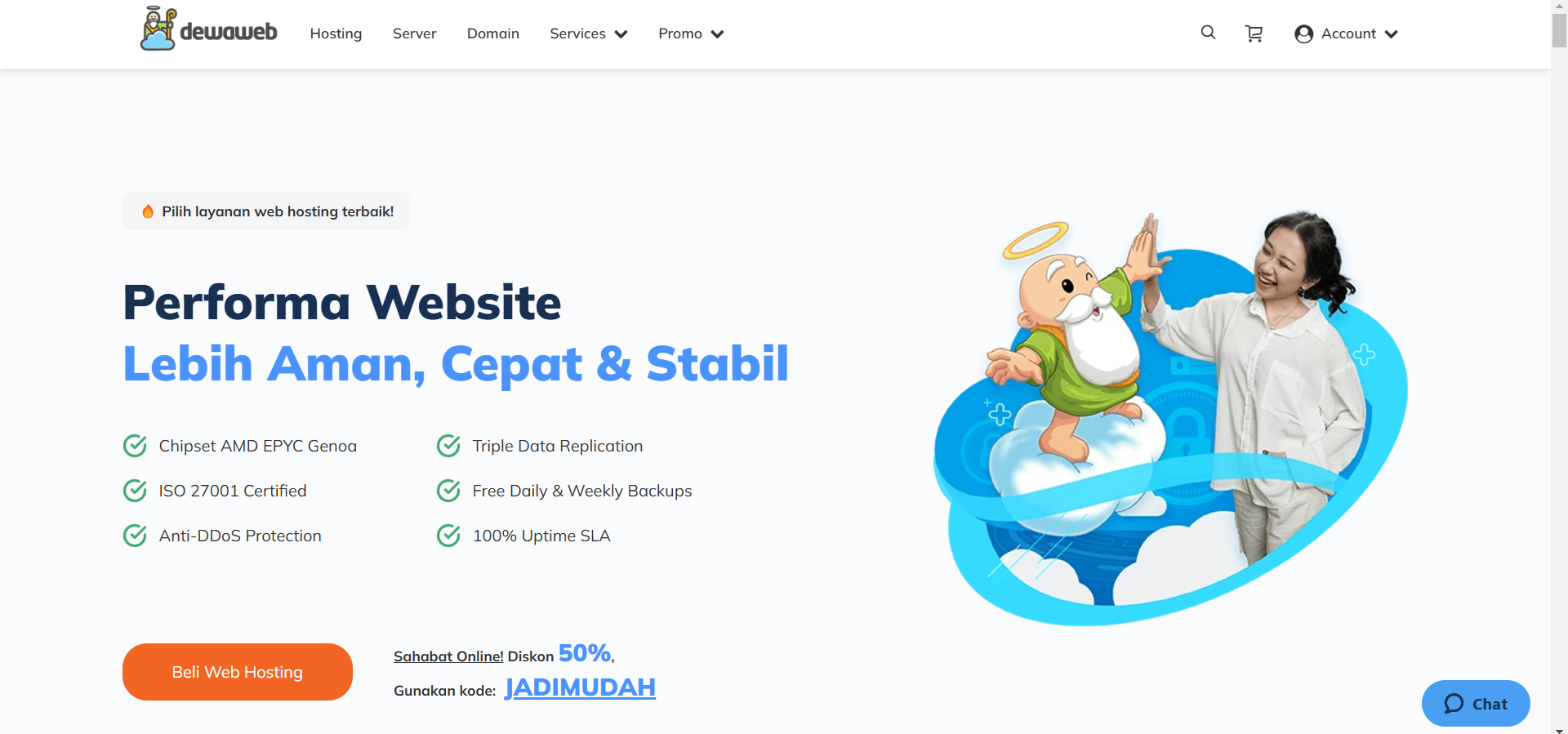 contoh hero section website dewaweb