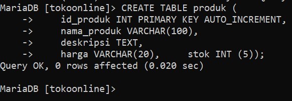 belajar database - membuat tabel