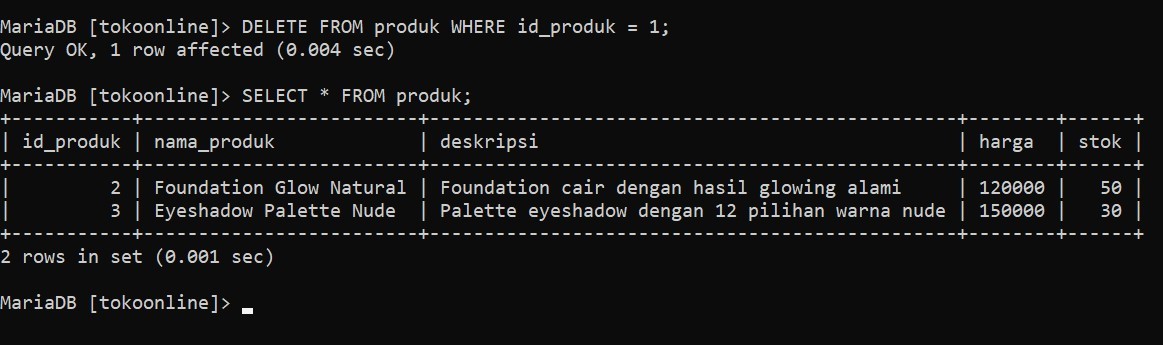 belajar database - menghapus data tabel