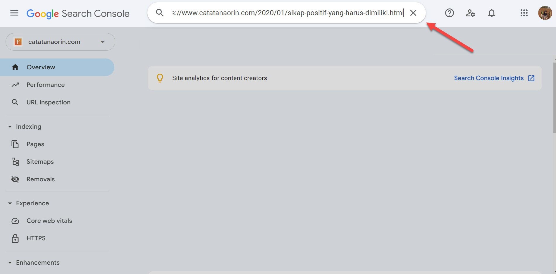 cara request indexing dari GSC