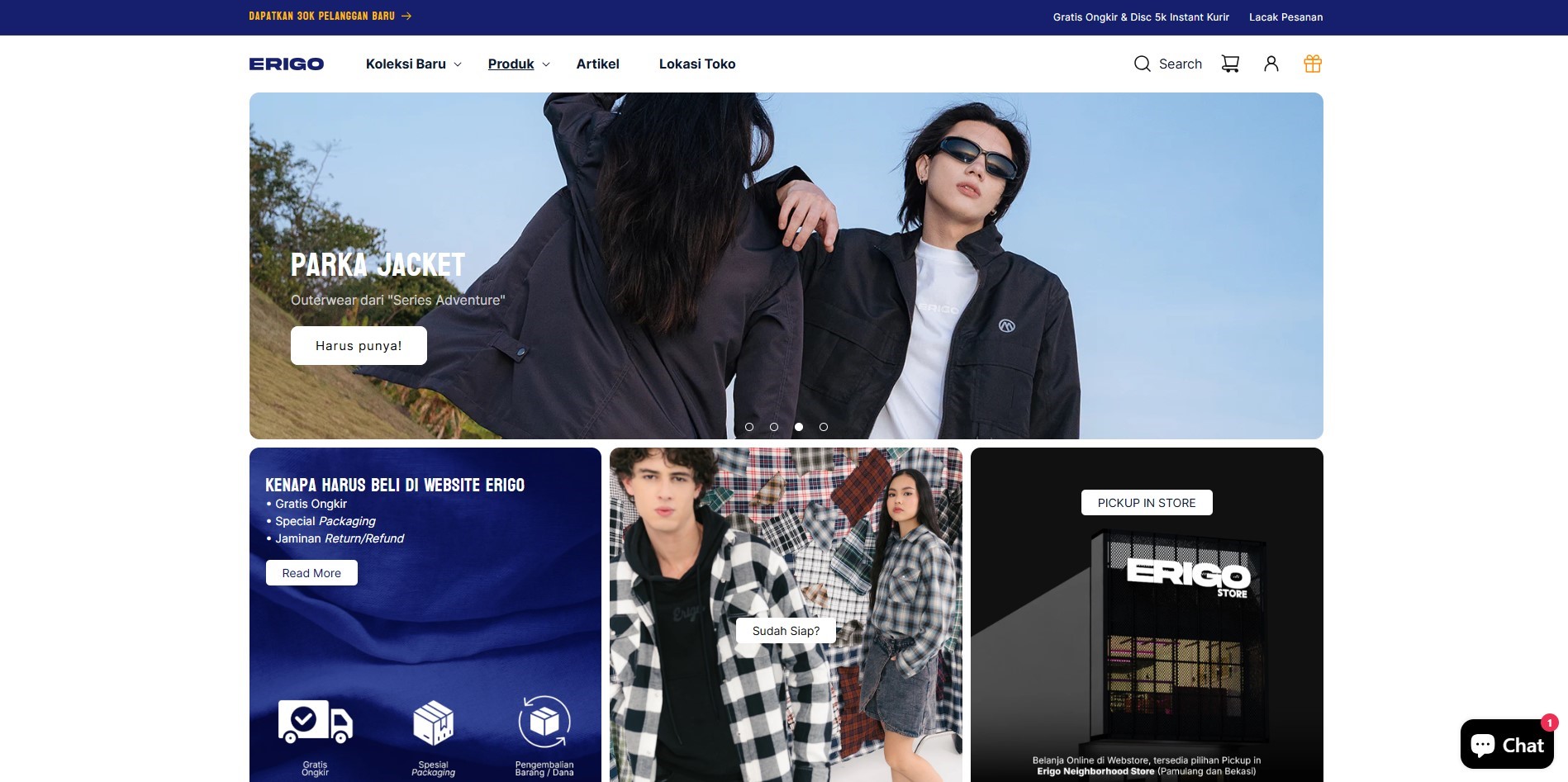 contoh website toko online - erigo