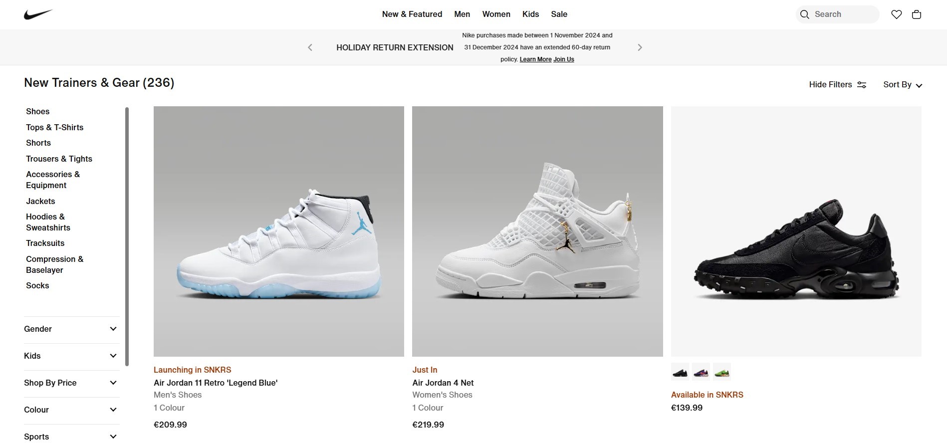 contoh website toko online - nike