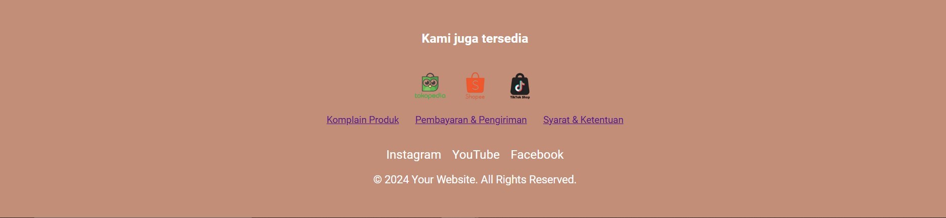 footer website penjualan hasil coding HTML