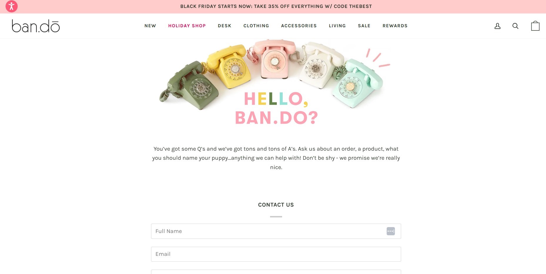 halaman contact us website ban.do