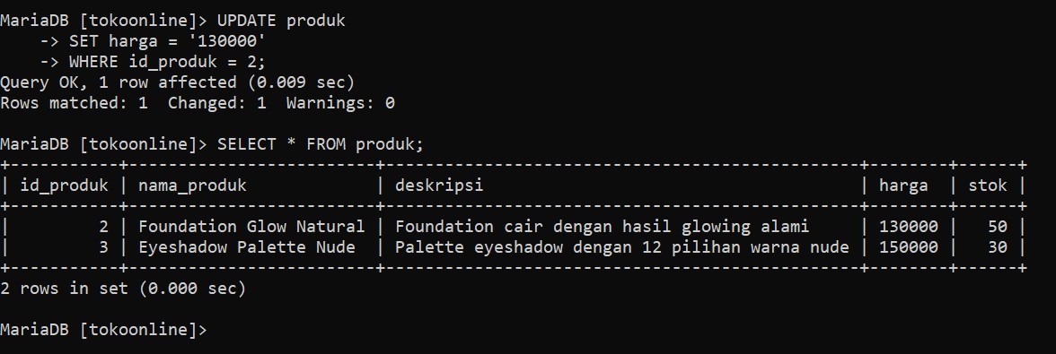 memperbarui data tabel