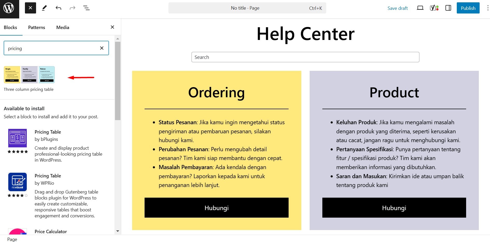 sesuaikan isi halaman kontak kami