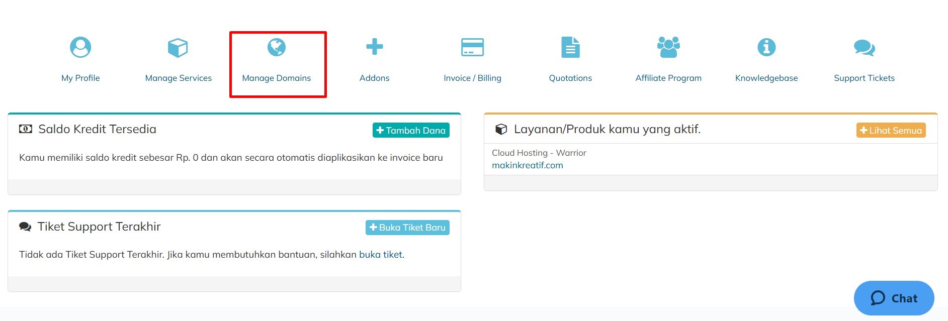 cara cek masa aktif domain dari client area